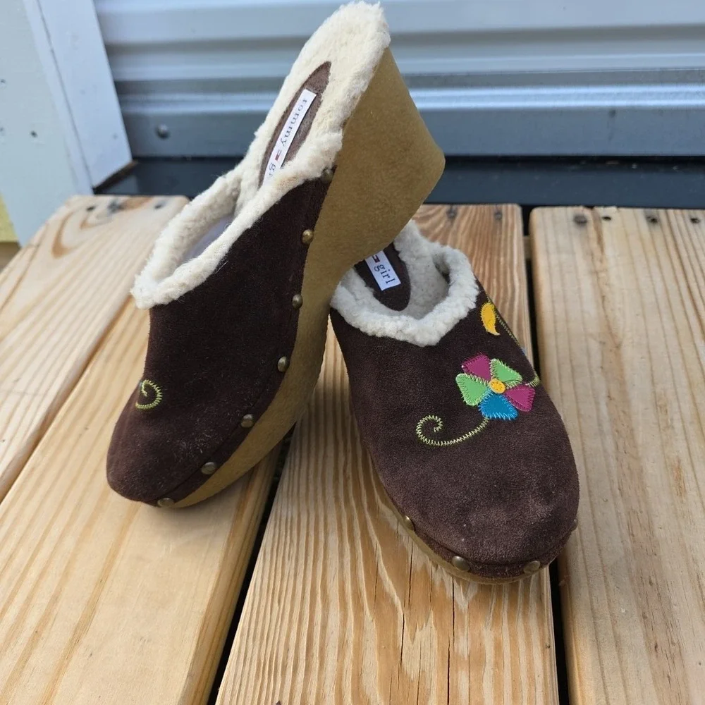 Tommy Girl Platform Heel Women's‎ Size 8 Vintage Suede Leather Stich 90's Y2K